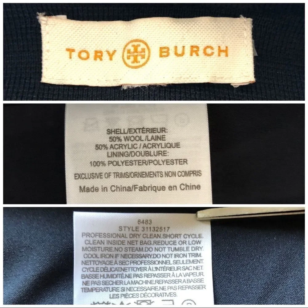 Tory Burch Navy Blue Embroidered Blazer Medium - Picture 8 of 8